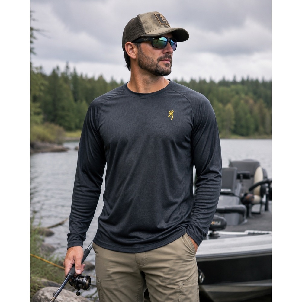 Browning Tech Tee Long Sleeve Shirt Mens XL Carbon Gray Hunting Performance NWT